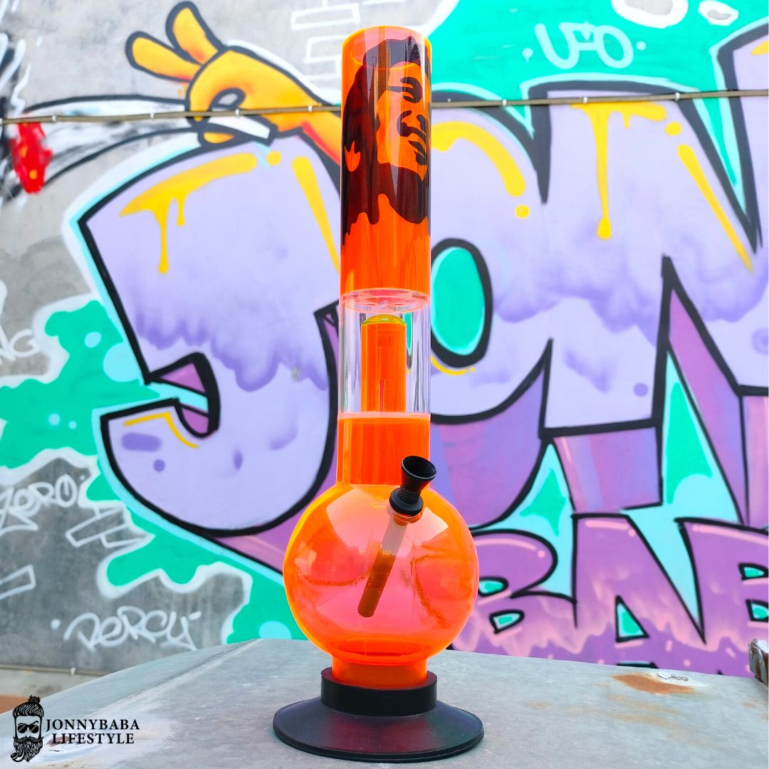 Acrylic Bong Single Percolator Bob Marley  - Orange