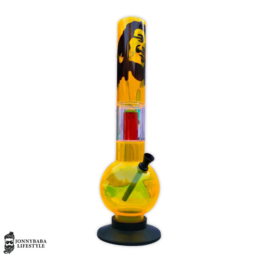 Acrylic Bong Single Percolator Bob Marley  - Yellow