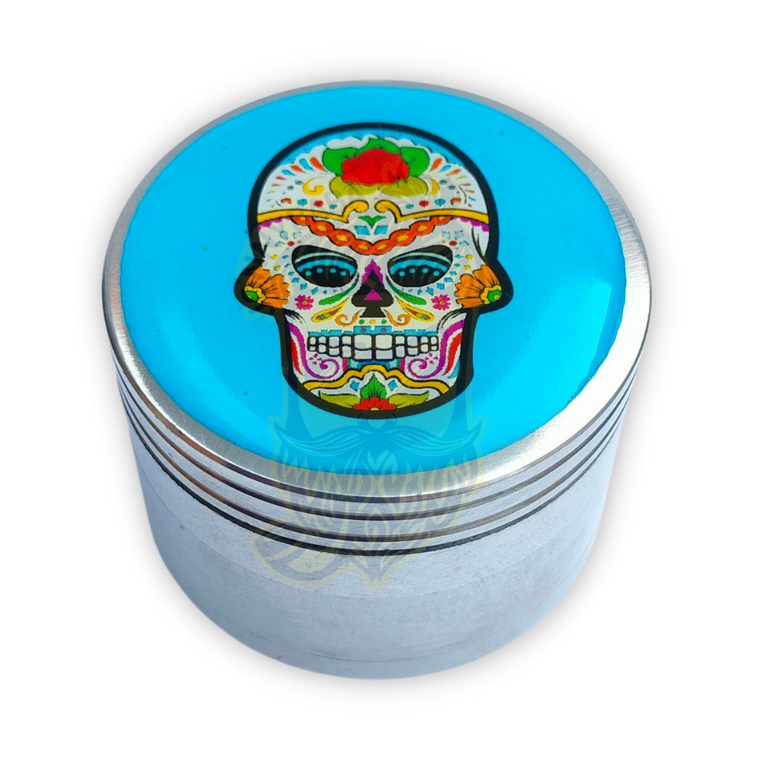Metal Herb Grinder With 3D Sticker - Mandala Skull