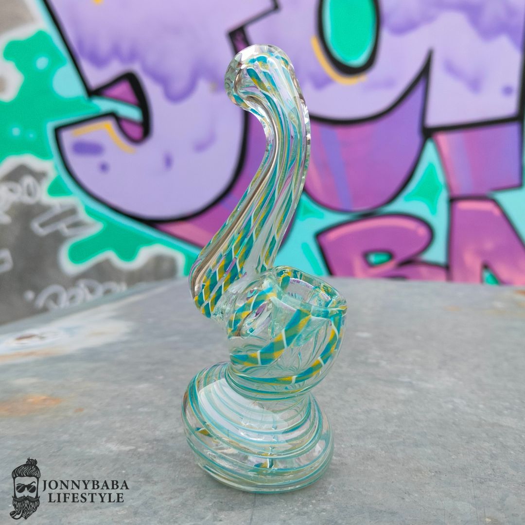 Pocket Glass Bubbler 4 Inches -  blue and green