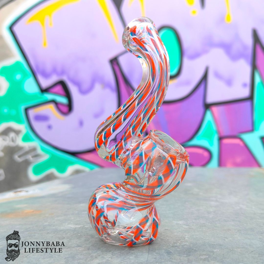 Pocket Glass Bubbler 4 Inches -  red and blue