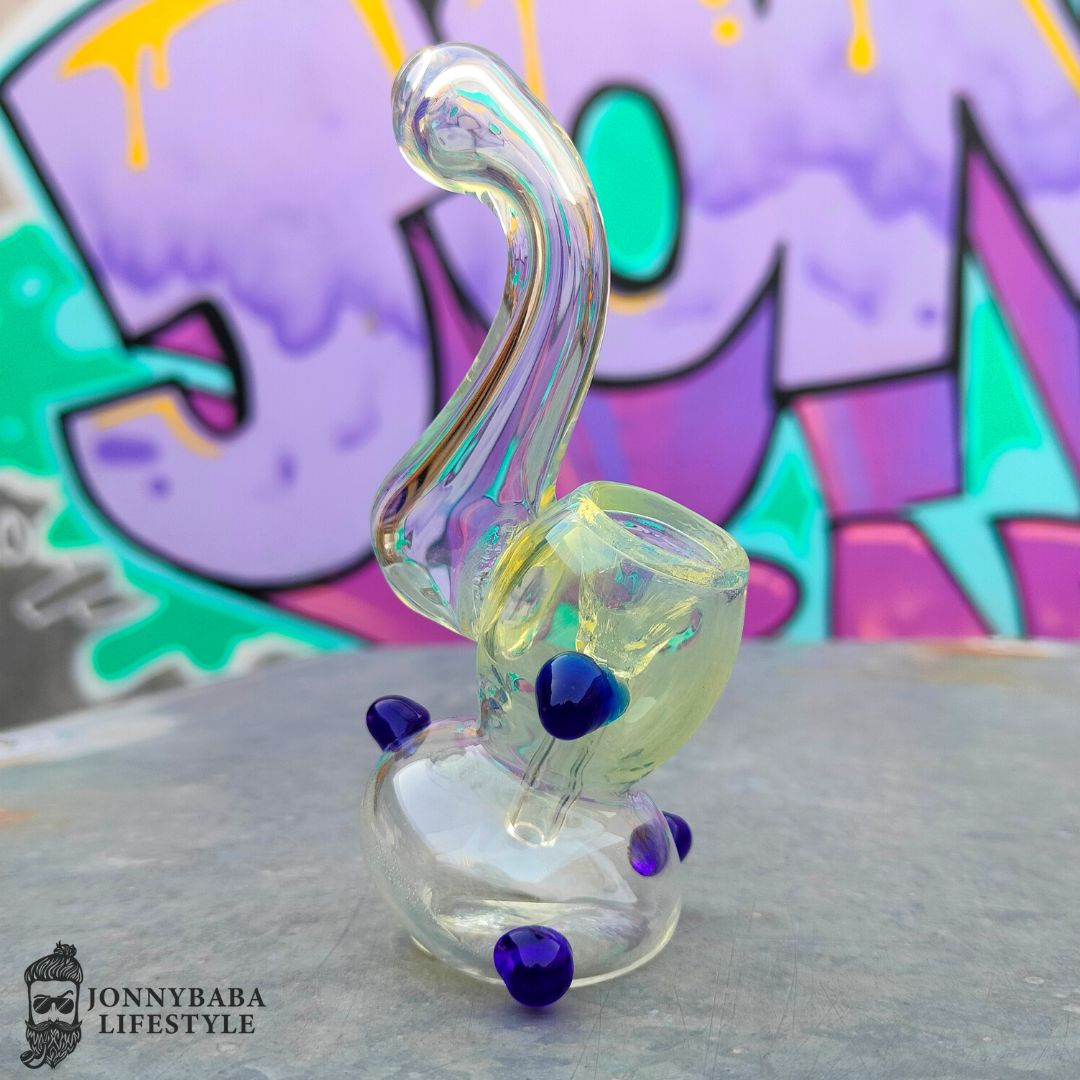 Pocket Glass Bubbler 4 Inches -  blue dots