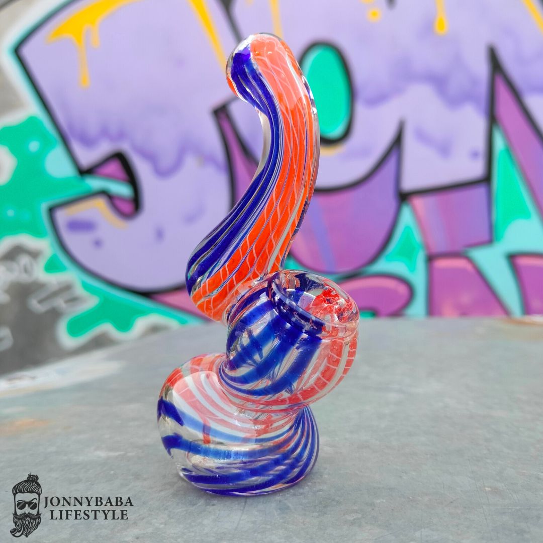 Pocket Glass Bubbler 4 Inches -  dark blue and red