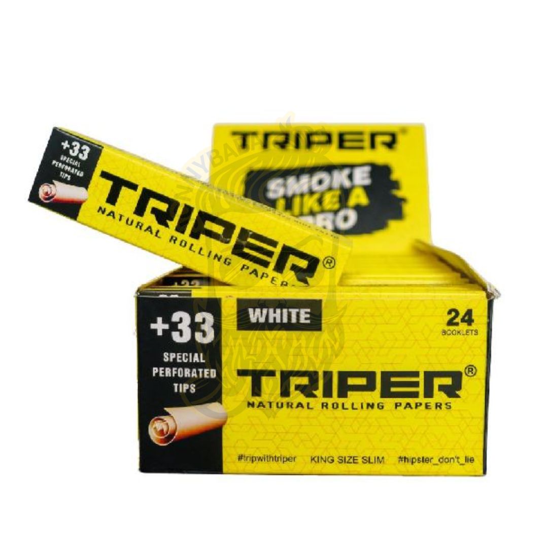 Triper White Rolling Paper with Tips - Full box