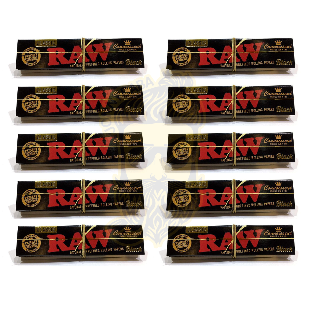 Raw black rolling paper with tips 