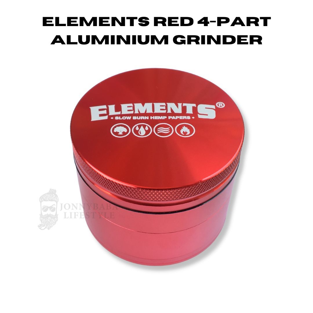 elements red Aluminum grinder now available on jonnybaba lifestyle