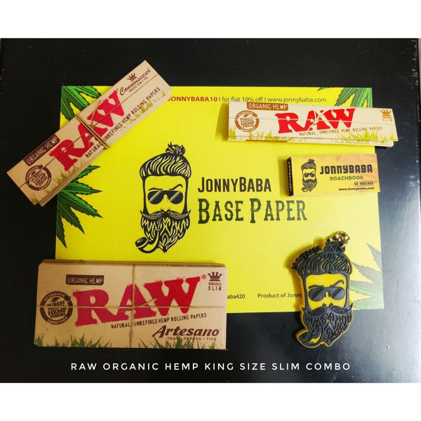 Raw Organic hemp king size slim Rolling Papers on Jonnybaba lifestyle