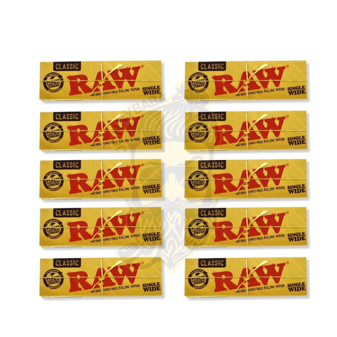 Raw Classic Single Wide - 50 sheets, Pack of 10 - Jonnybaba
