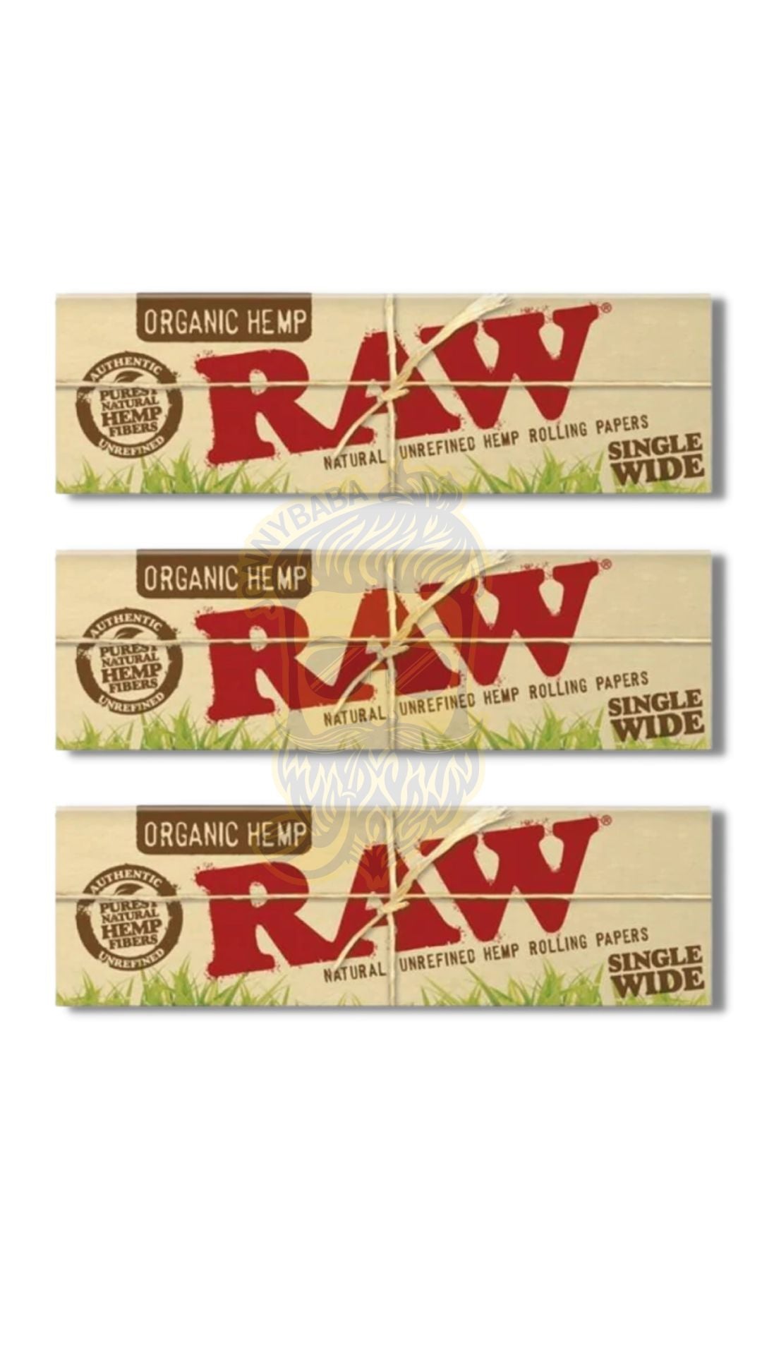 Raw Organic Hemp Single Wide (50 sheets) Pack of 3 - Jonnybaba
