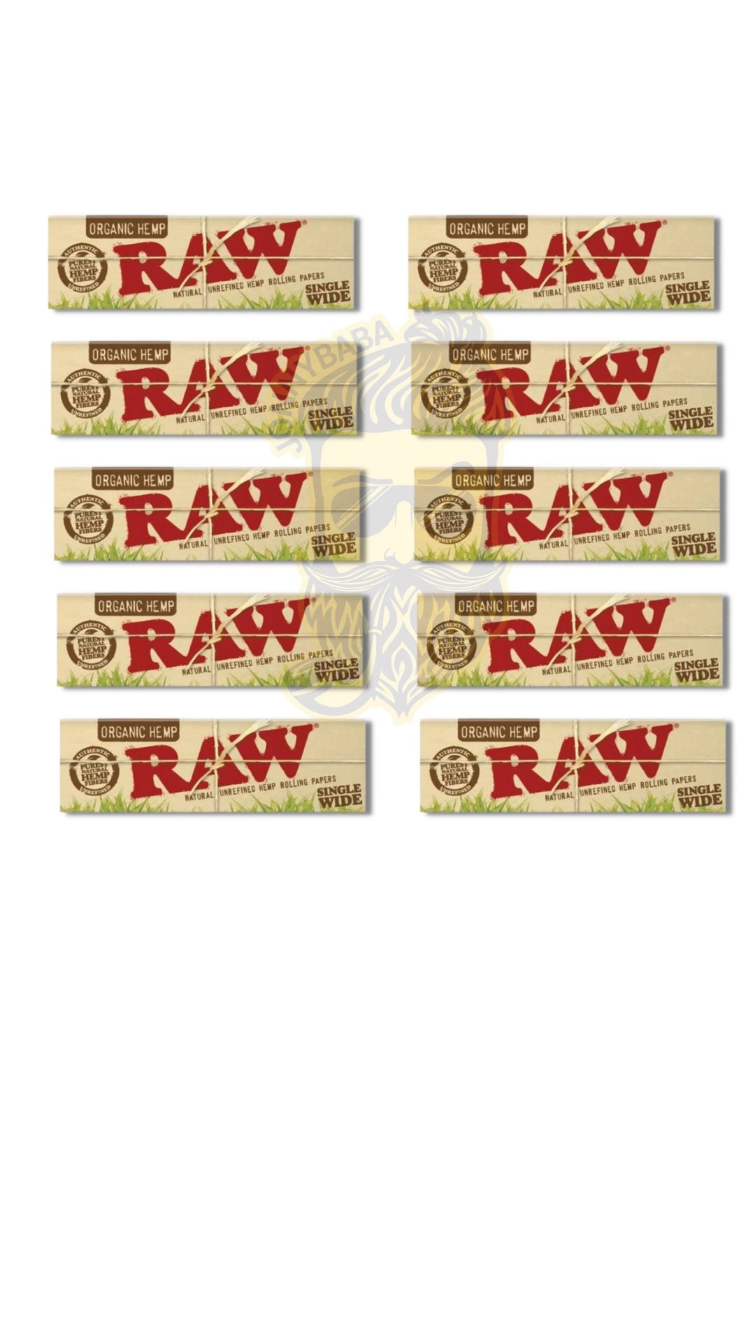 Raw Organic Hemp Single Wide (50 sheets), Pack of 10 - Jonnybaba