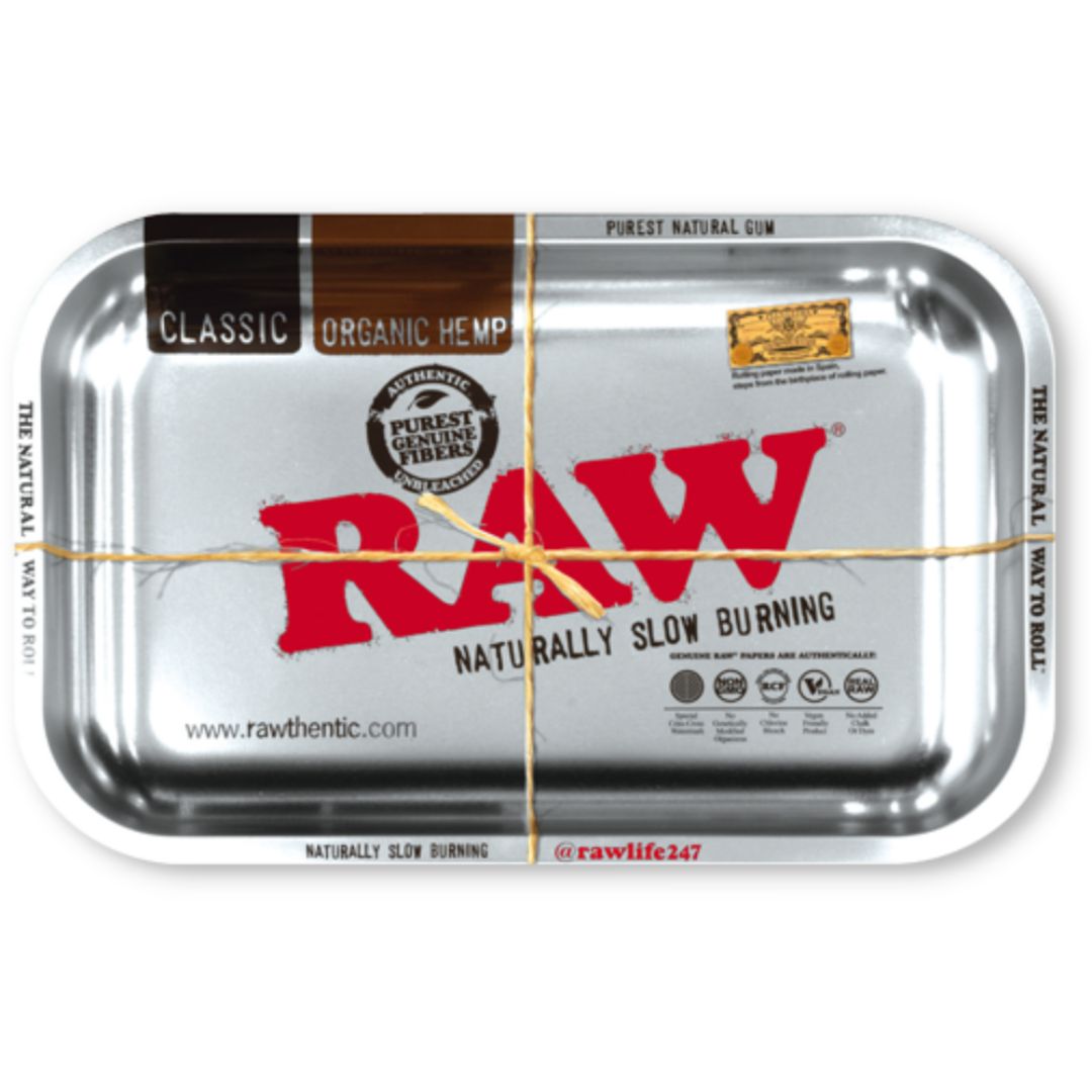 Raw Metallic Silver Rolling Tray Small