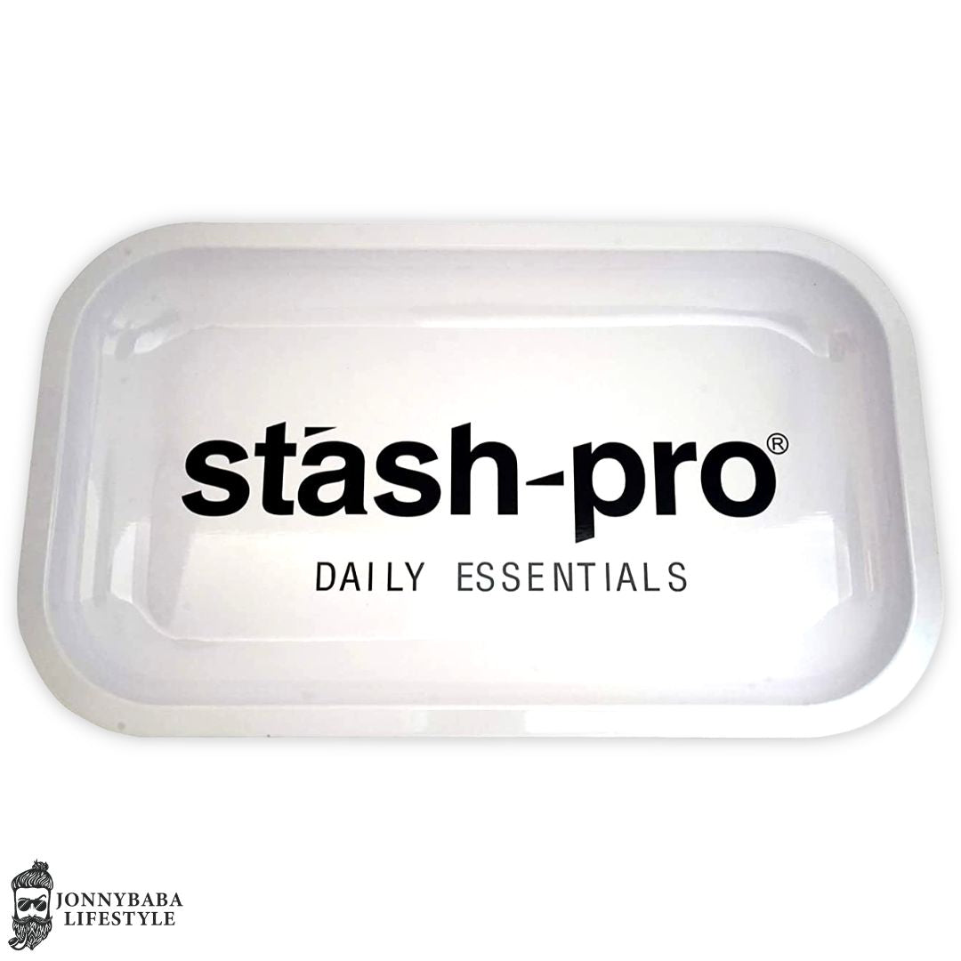 Stash-Pro Medium Metal Rolling Tray - White