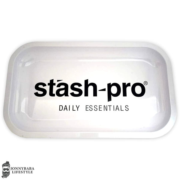 Stash-Pro Medium Metal Rolling Tray - White