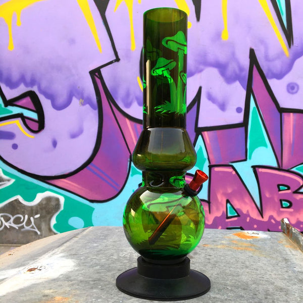 Green mushroom acrylic bong 12 inch now available on jonnybaba lifestyle