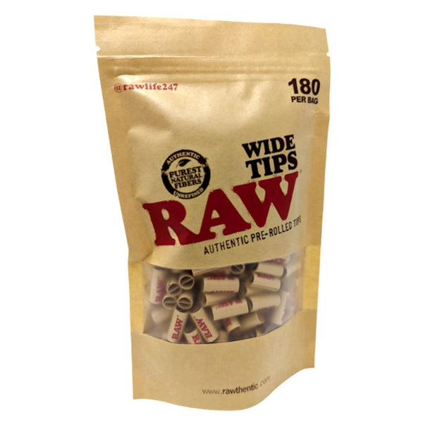 raw pre rolled wide tips - 180 tips per bag